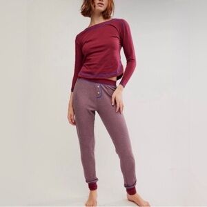 Free People Chill Evening 2 Piece Cotton Pajama Set Size Medium NWT